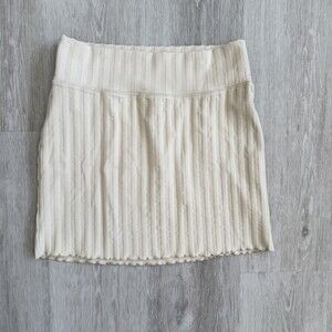 OFFLINE by Aerie OG Groove Mini Skirt Ribbed Cream Yellow Size Medium Cotton